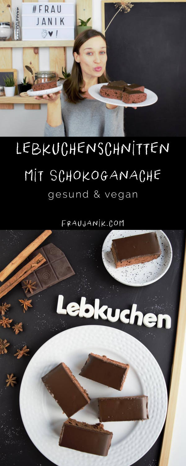 gesunde, vegane Lebkuchenschnitten mit Schokoladenganache mit Kokosmilch Frau Janik