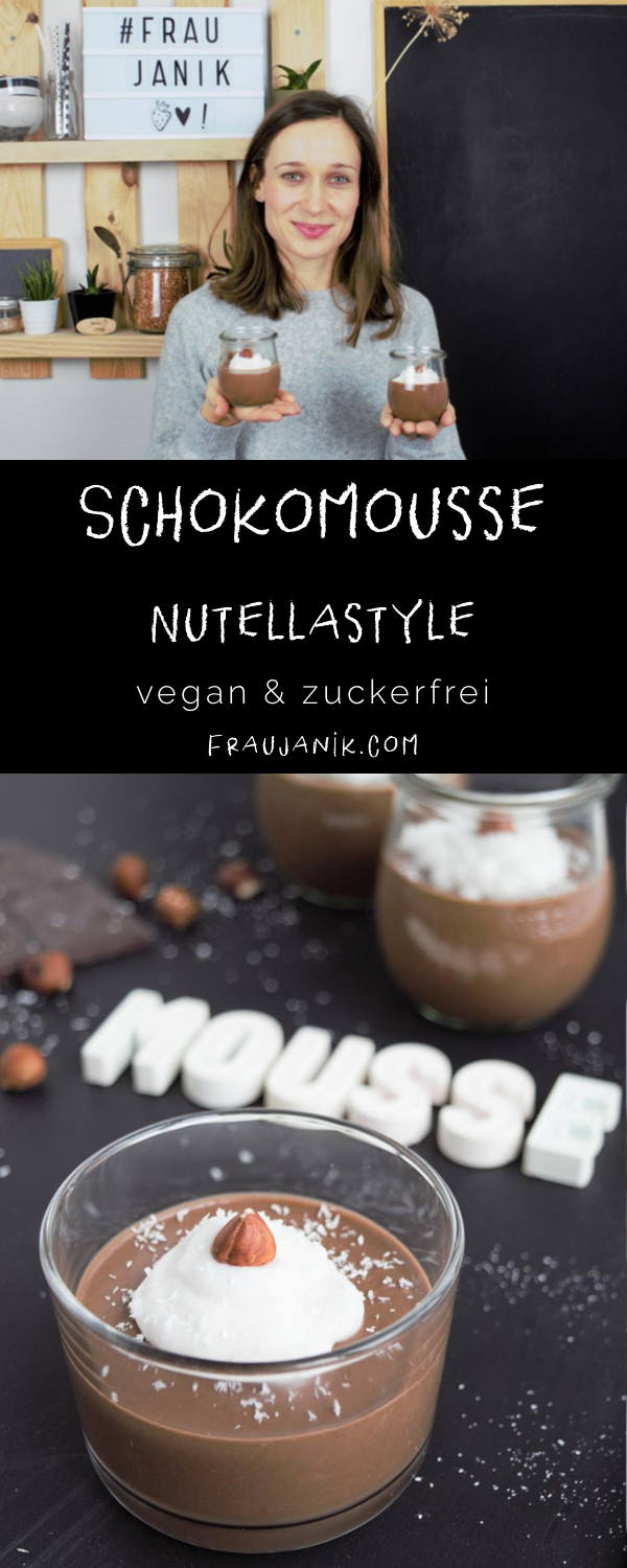Schokomousse-Nutellastyle, Schokoladenmousse, vegan, Frau Janik, Schokomousse aus dem Mixer
