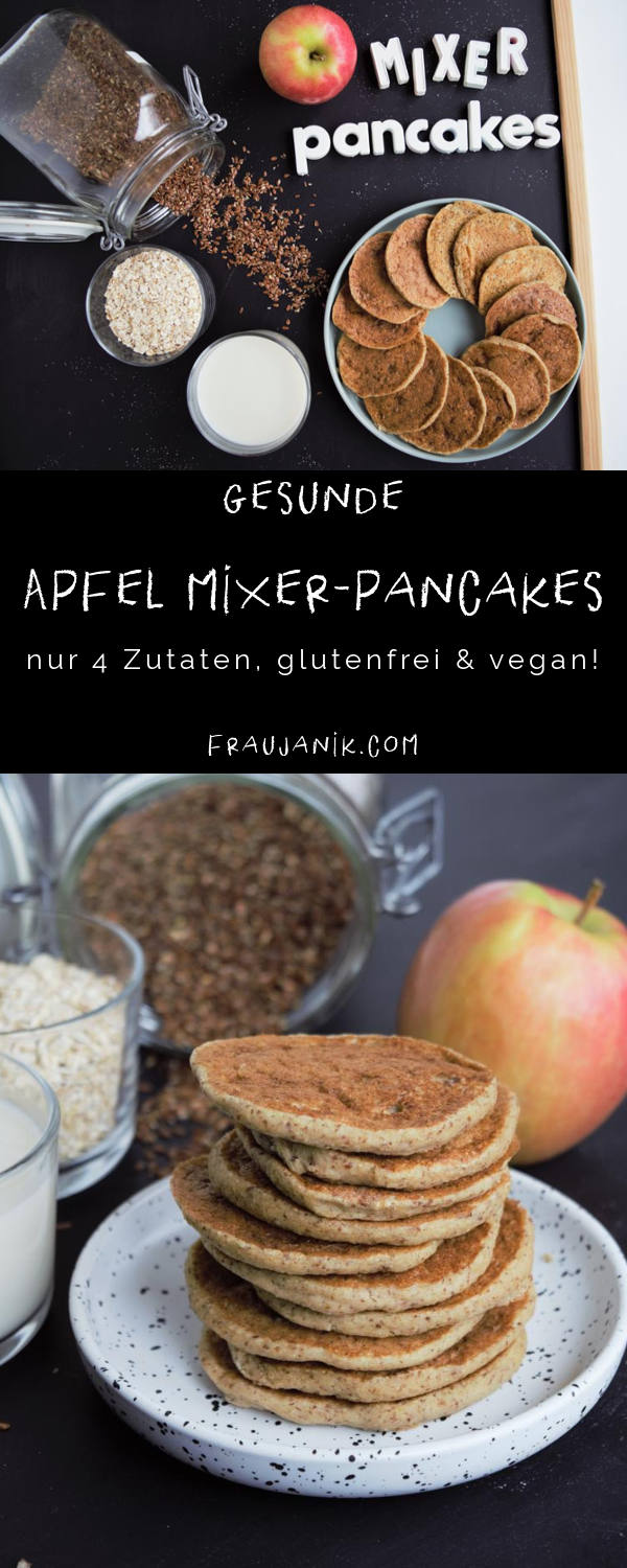 gesunde Apfel Pancakes aus dem Mixer, glutenfrei, vegan, 4 Zutaten, fraujanik