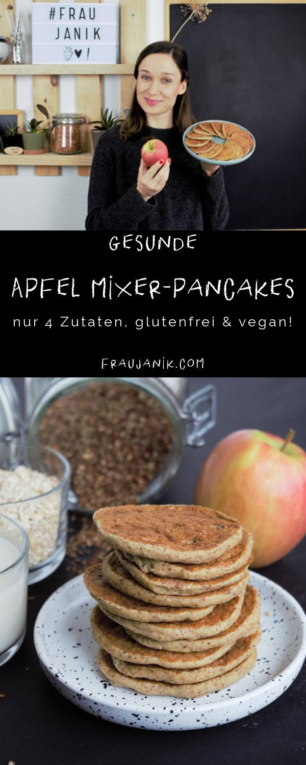 gesunde Apfel Pancakes aus dem Mixer, glutenfrei, vegan, 4 Zutaten, fraujanik