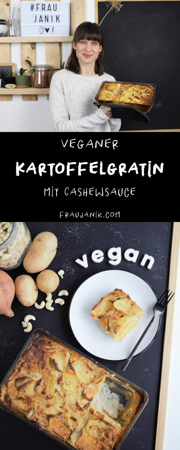 veganer Kartoffelgratin mit Cashews, frau janik, süßkartoffel, kartoffelauflauf